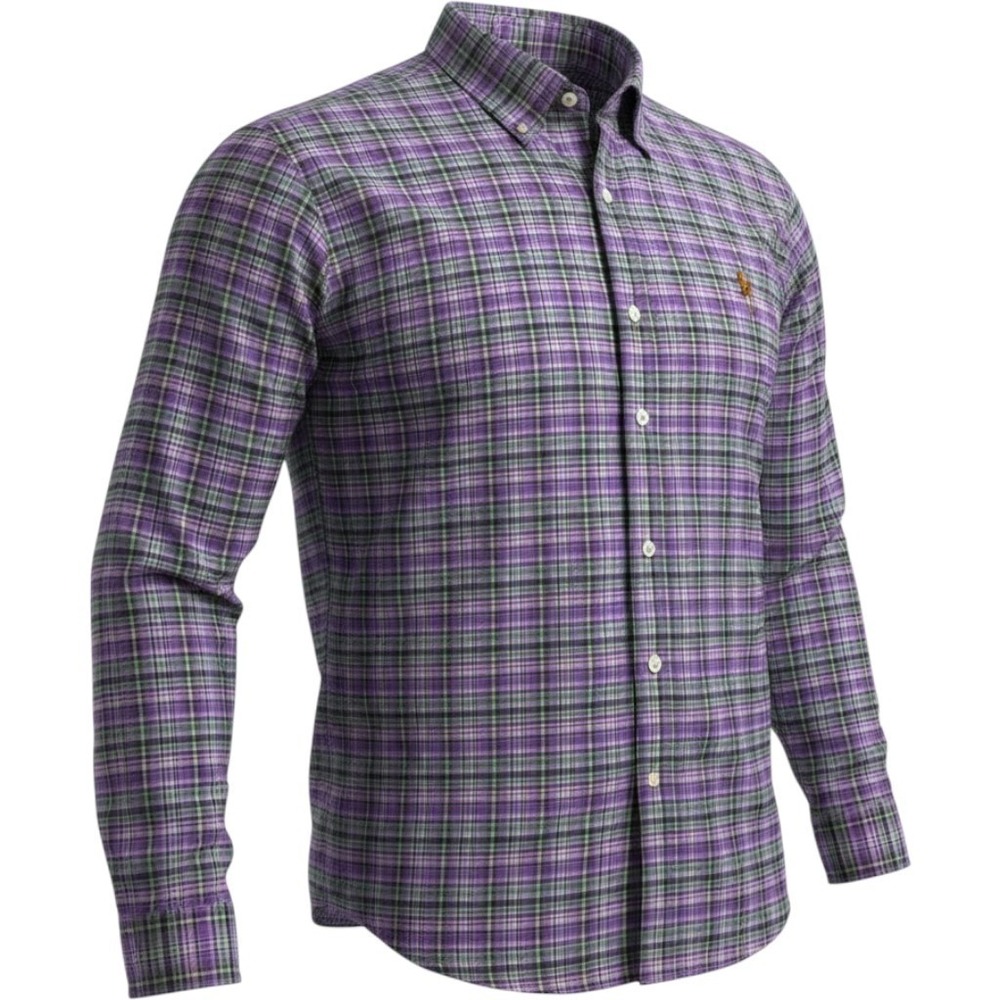 Polo Ralph Lauren Men's 2XB Big Plaid Shirt Purple Green Long Sleeve Button-Up